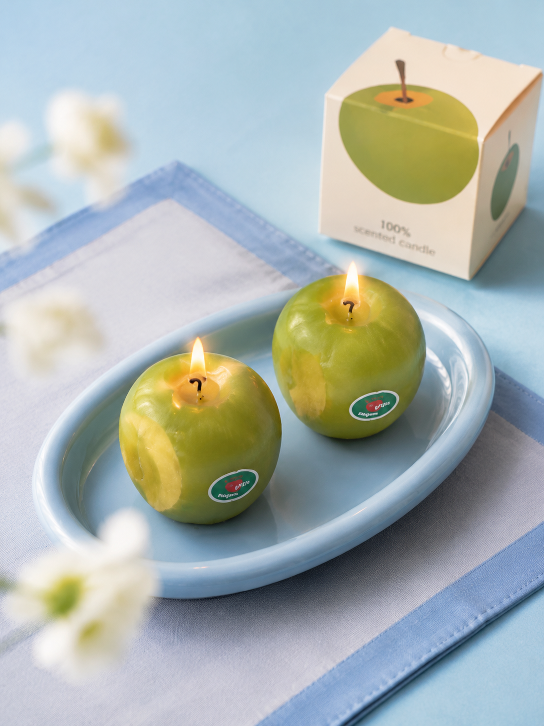 Green apple scented candle