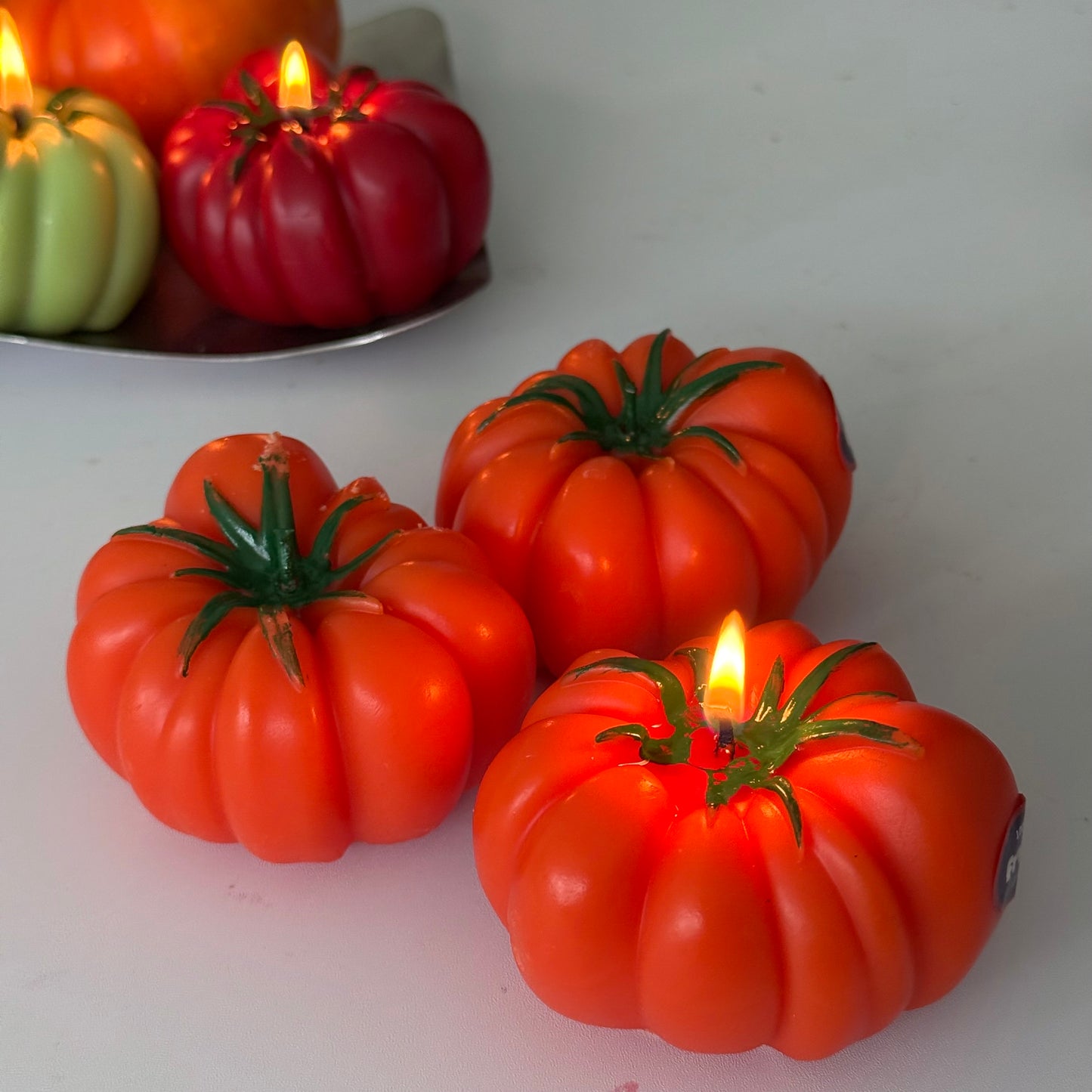 ORANGE HEIRLOOM TOMATO SCENTED CANDLE (Orange Heirloom tomato Shaped Candle)