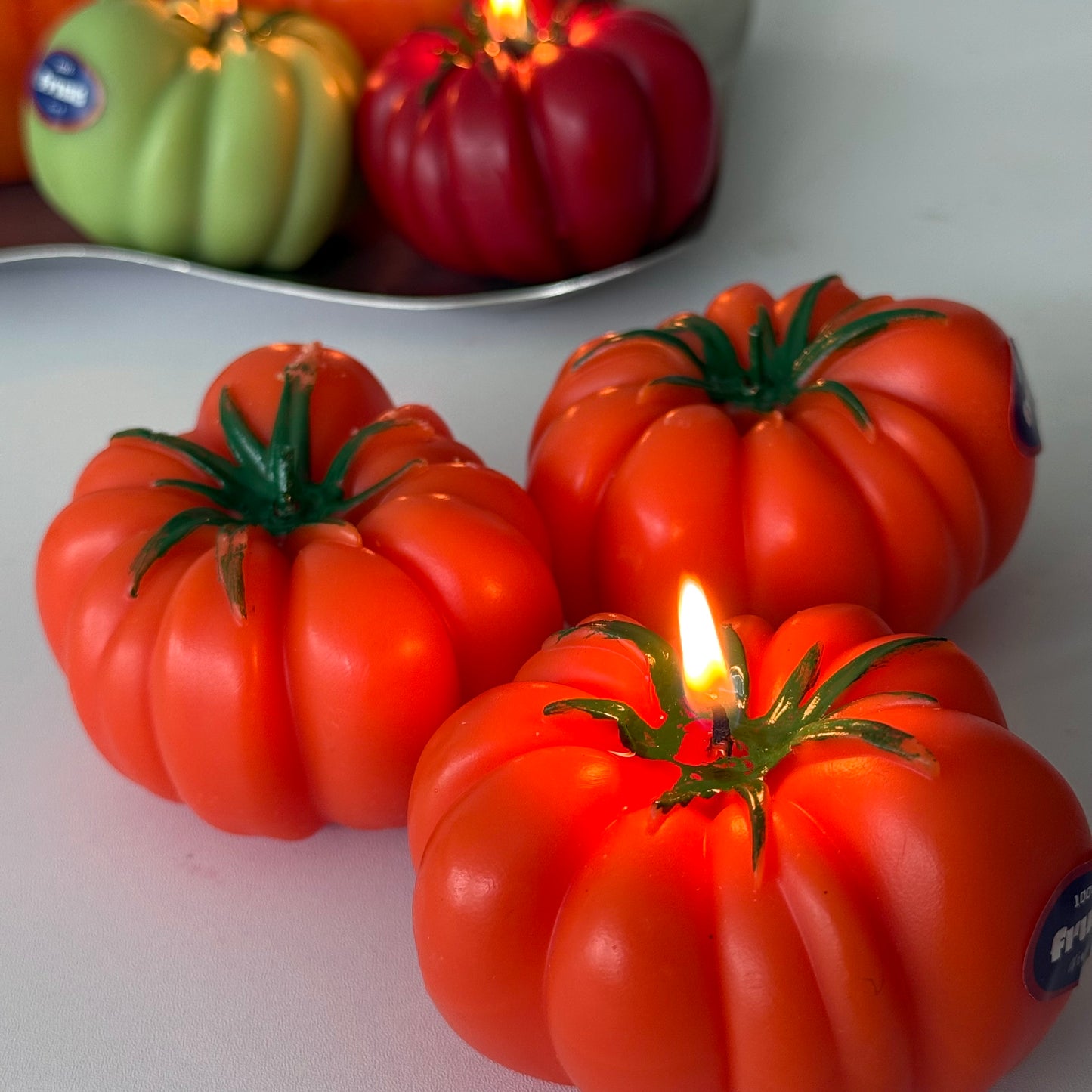 ORANGE HEIRLOOM TOMATO SCENTED CANDLE (Orange Heirloom tomato Shaped Candle)