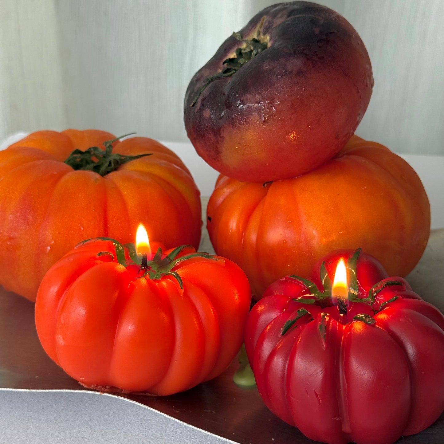 ORANGE HEIRLOOM TOMATO SCENTED CANDLE (Orange Heirloom tomato Shaped Candle)