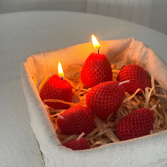 STRAWBERRY SCENTED CANDLES(Strawberry Shaped Candle) - 8 PACK